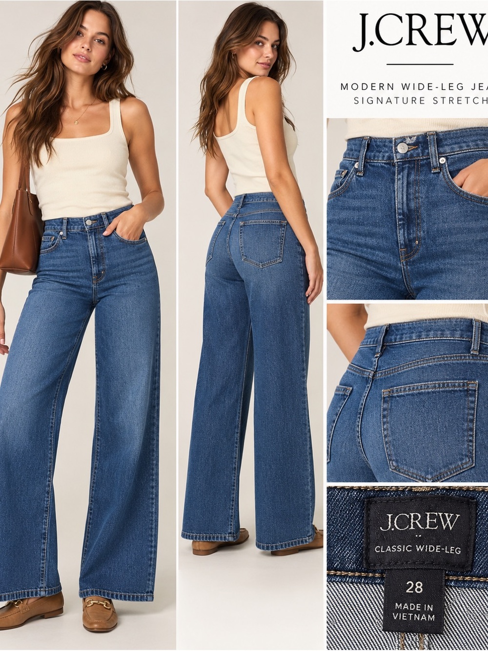 NWT J.Crew Modern Wide-Leg Jeans Size 28 Sunset Coast Wash Stretch Denim